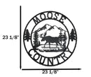 24" Rustic Western Moose Country By Mountains Pine Forest Metal Wall Circle Sign