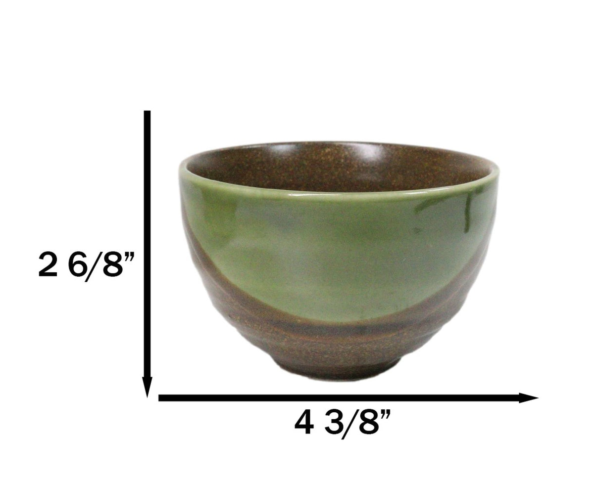 Abstract Art Tenmoku Glazed Ceramic 10oz Matcha Tea Bowl Set of 5 Made In Japan