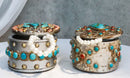Set Of 2 Southwest Rustic Turquoise Red Rocks And Stones Vintage Trinket Boxes