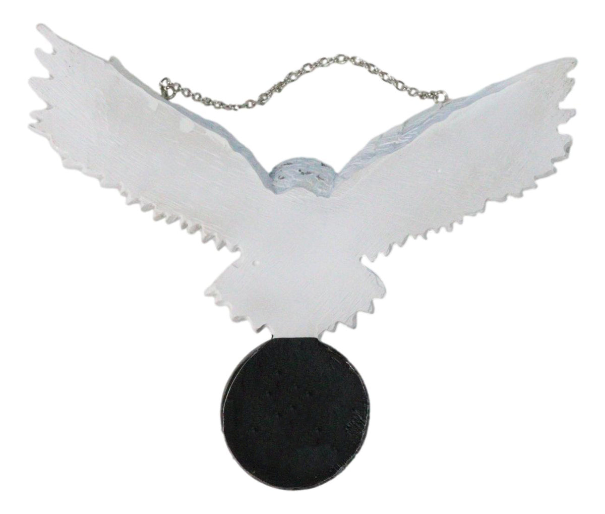 Snowy White Owl Pentagram Medallion Gothic Owl Wall Hanging Plaque 10"Long