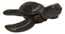 Pack Of 2 Rustic Cast Iron Swimming Sea Turtle Tortoise Hatchling 4"L Figurines