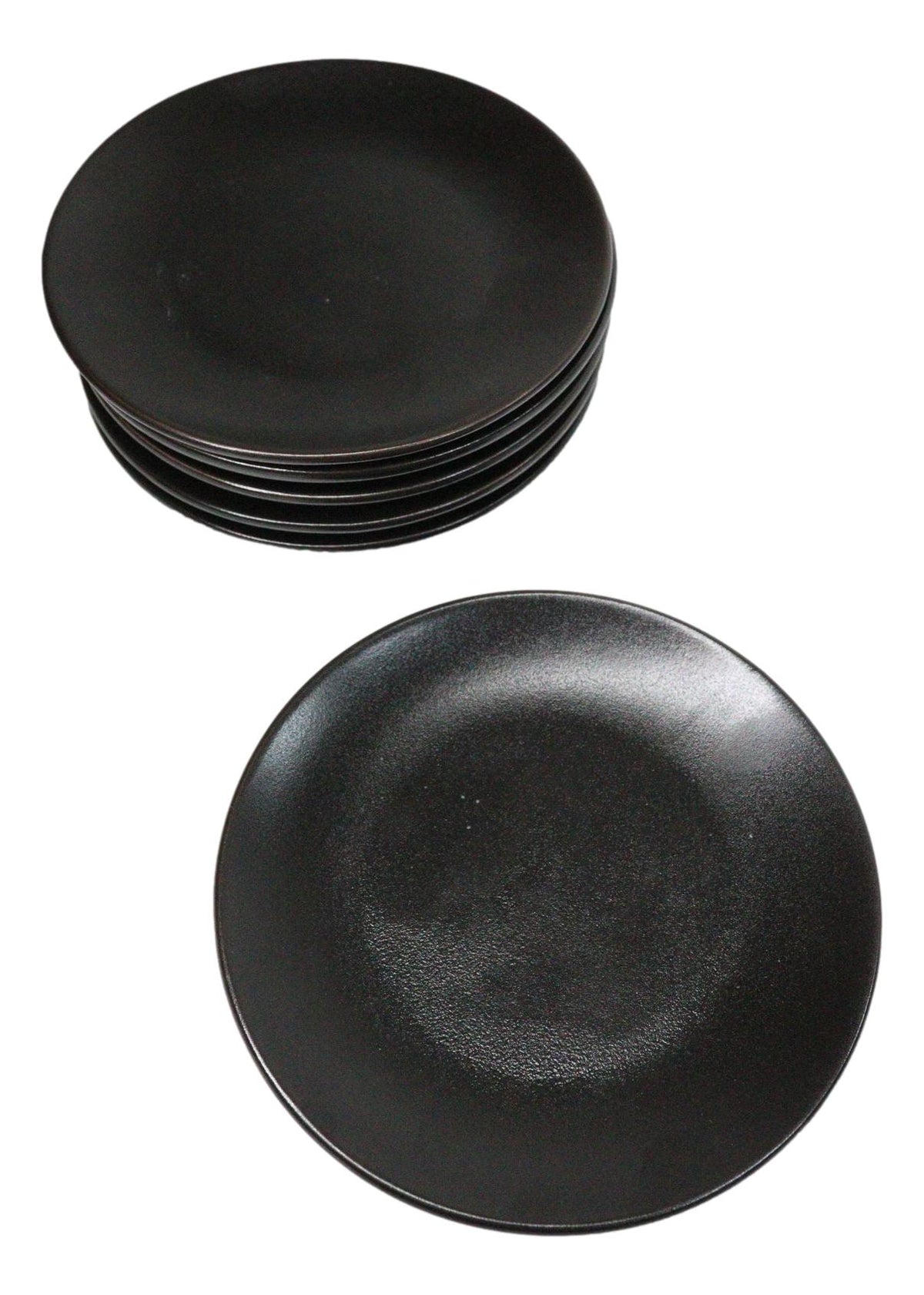 Set Of 6 Kokuyo Black Contemporary Appetizer Dessert Salad Ceramic Plates 6"D
