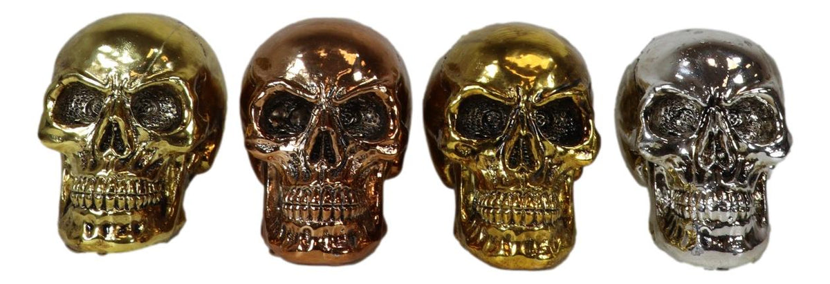 Pirate's Loot Metallic Silver Gold Brass And Copper Tone Skulls Mini Figurines