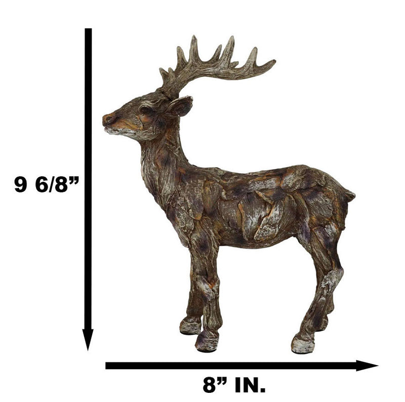 Rustic Western Woodlands Emperor Stag Deer Buck Faux Wooden Resin Figurine
