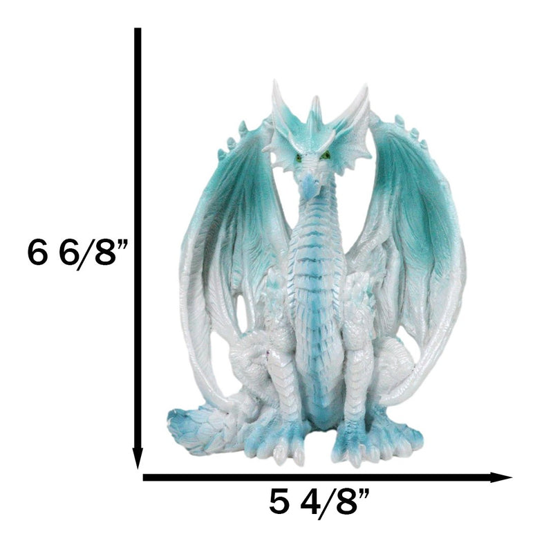 Fantasy Land Of Dragons Crouching Pale White Arctic Snow Winter Dragon Figurine