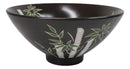Green Bamboo Forest Black Ceramic Ramen Bowl Soup Spoon Chopsticks And Rest Set