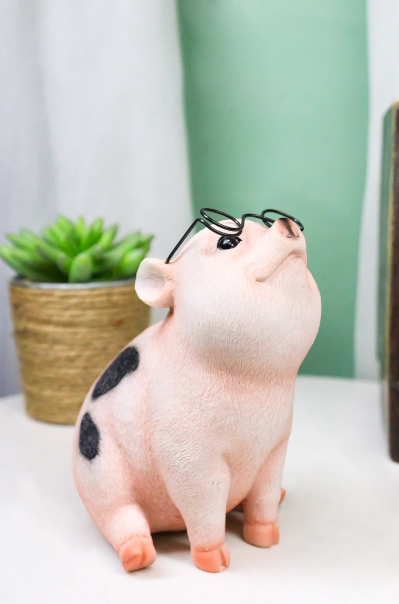 Adorable Realistic Animal Farm Napoleon Fat Piglet Pig Wearing Glasses Figurine