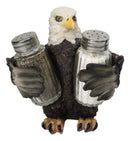 American Patriotic Bald Eagle Salt and Pepper Shaker Holder With Glass Shakers
