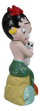 Ocean Mermaid Betty Boop Sitting On Coral With Pudgy Dog Novelty Figurine