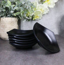 Pack Of 6 Black Silk Melamine Curved Square Appetizer Sides Banchan Plates 4.5"D