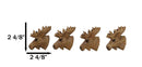Set Of 4 Western Rustic Forest Elk Moose Faux Wooden Cabinet Door Pull Knobs