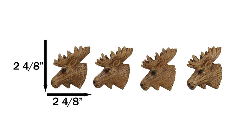 Set Of 4 Western Rustic Forest Elk Moose Faux Wooden Cabinet Door Pull Knobs