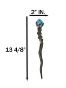 Gothic Fantasy Magic Wand With Skeletal Hand Serpent Coil Blue Crystal Gemstone