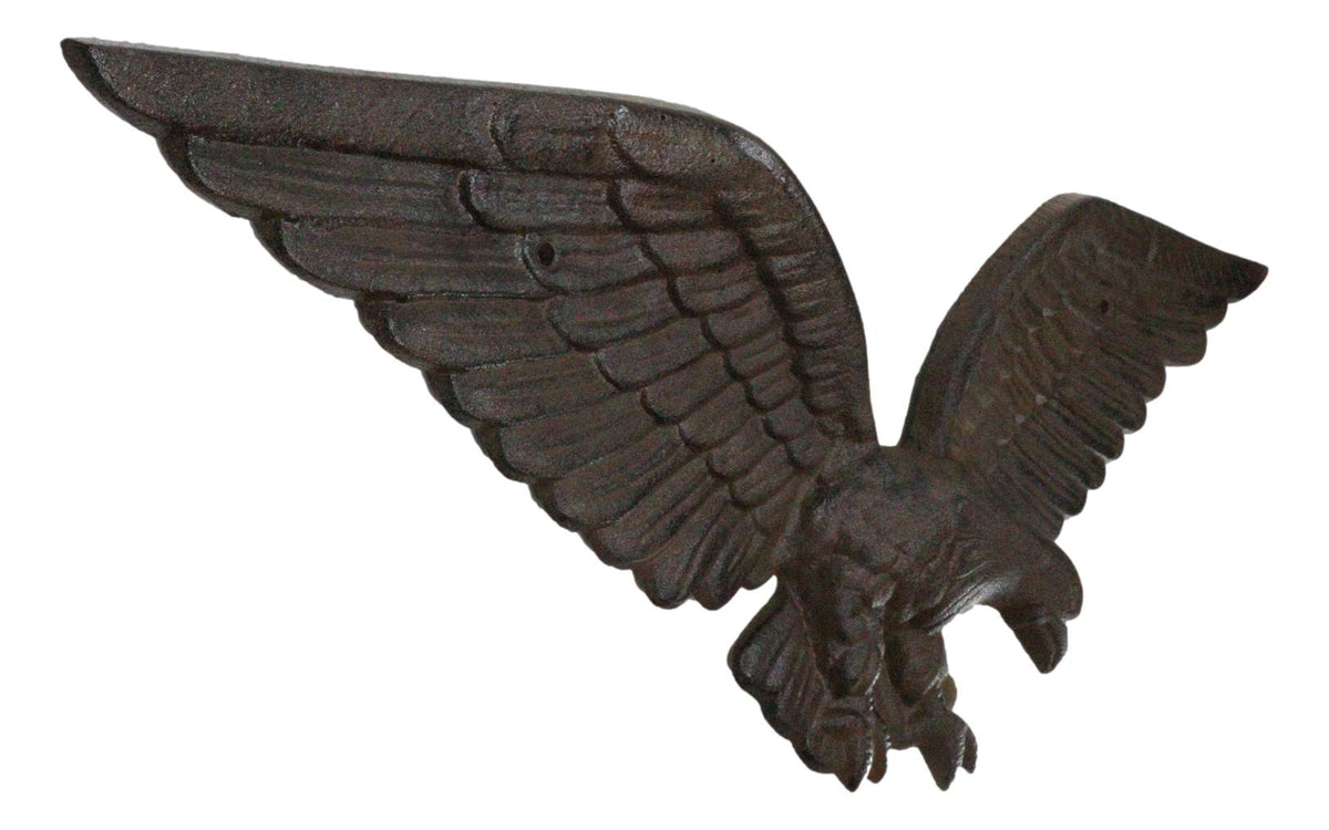 Cast Iron Patriotic American Bald Eagle With Open Wings Wall Decor Plaque 21"L