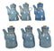 Pack of 6 Porcelain Cool Blue Soy Sauce Vinegar Condiment Dispenser Flask 7oz
