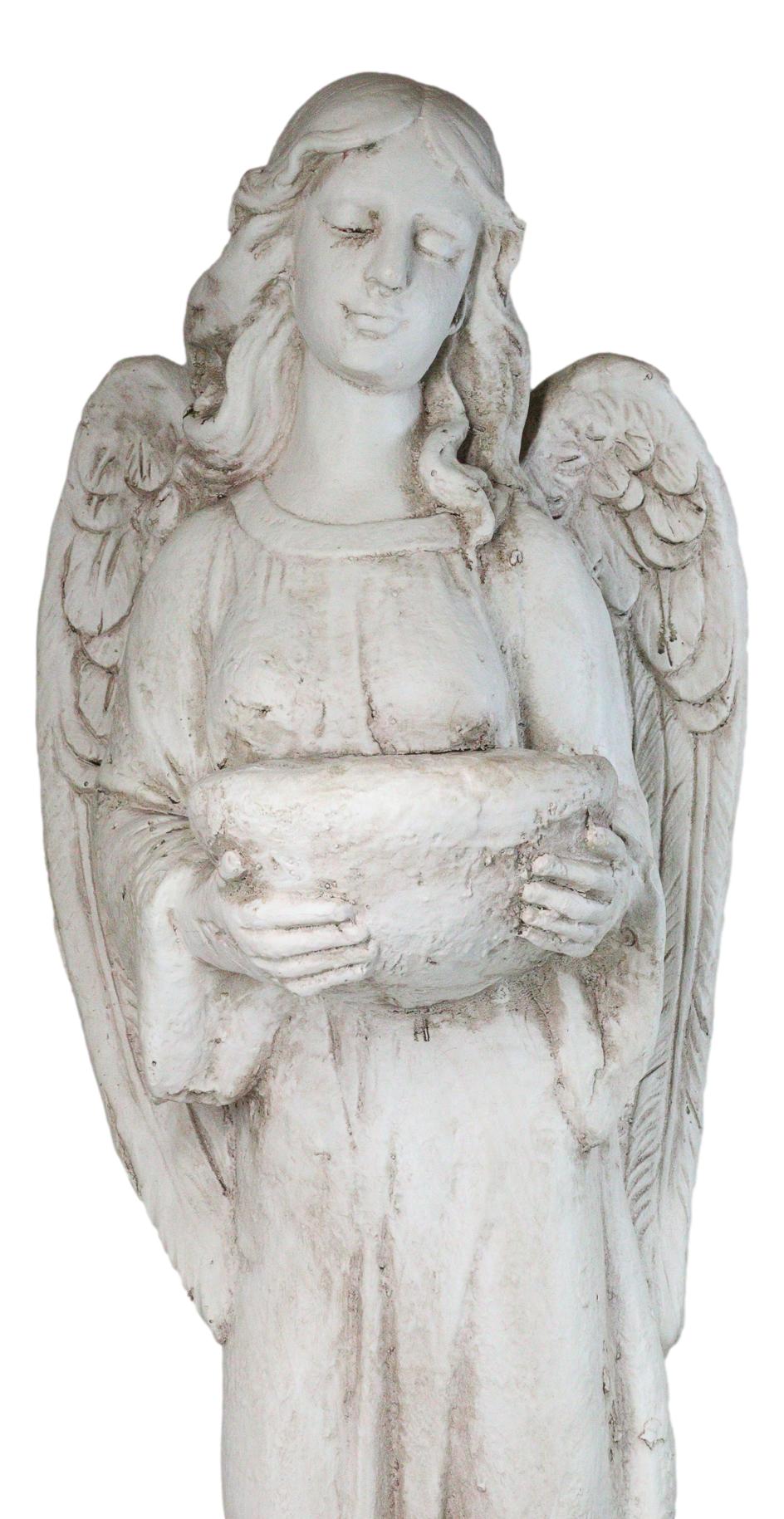 Large Standing Angel of Providence With Basket Bird Bath Feeder Statue 37"H