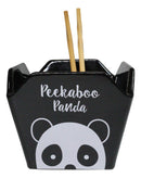 Black Peekaboo Panda Takeout To Go Box Serving Bowl With Chopsticks Set