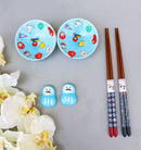 Japanese Cartoon Icons Blue Sauce Dishes Chopsticks And Rests Sushi Set For 2