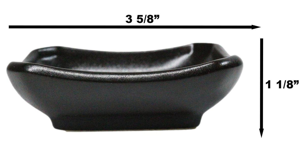 Pack Of 6 Ceramic Black Kokuyo Soy Sauce Oil Condiment Rectangular Dishes 2oz