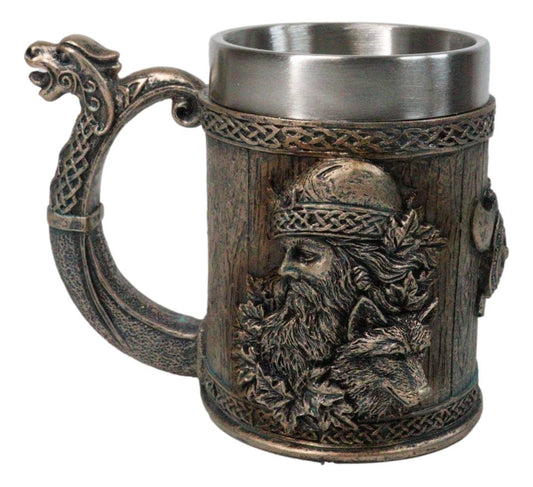 Norse Mythology Viking Berserker Warrior With Wolf Coffee Tankard Mug 16oz