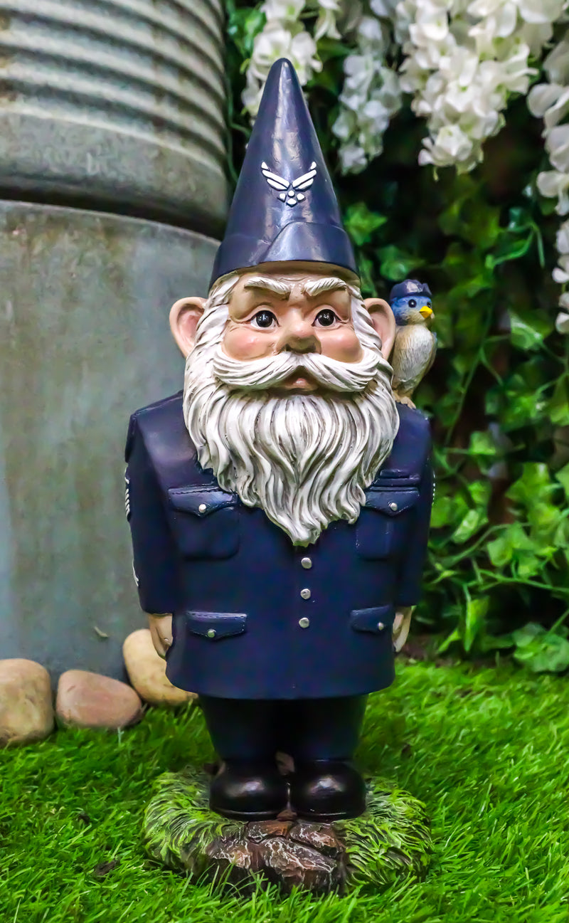 USA Patriotic Armed Forces Military Air Force Gnome Statue Defend The Skies