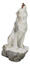 Woodlands Wildlife Mystical Alpha Snow Arctic Wolf Howling At The Moon Figurine
