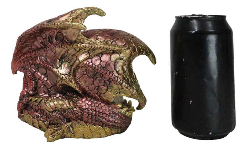 Red Gold Fire Mother Dragon Guarding Eggs And Baby Hatchling With LED Figurine