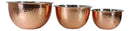 Set Of 3 Round Hammered Stainless Steel Serving Or Mixing Bowls Copper Finish