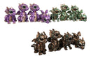 Set of 12 Metallic Purple Green & Black Mini Cyborg Steampunk Dragon Figurines
