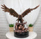 Majestic Bald Eagle Mother Spreading Her Wings Over Her Chick Bronzed Figurine