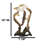 American Bald Eagle Flying Wildlife Forest Scene Faux Wood Cutout Figurine