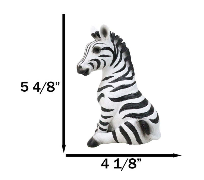Wildlife Nature Safari Savanna Equid Zebra Horse Foal Sitting Figurine