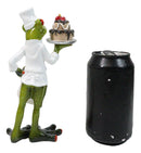 French Monsieur Baker Frog With Birthday Cake Decorative Figurine