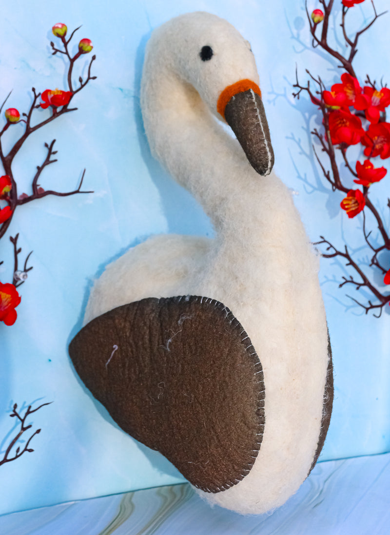 Adorable Animal Country Swan Bird Whimsical Soft Plush Doll Wall Head Decor