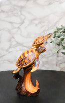 Ocean Marine Sea Turtle Mother and Hatchling Figurine Faux Wood Carved Look