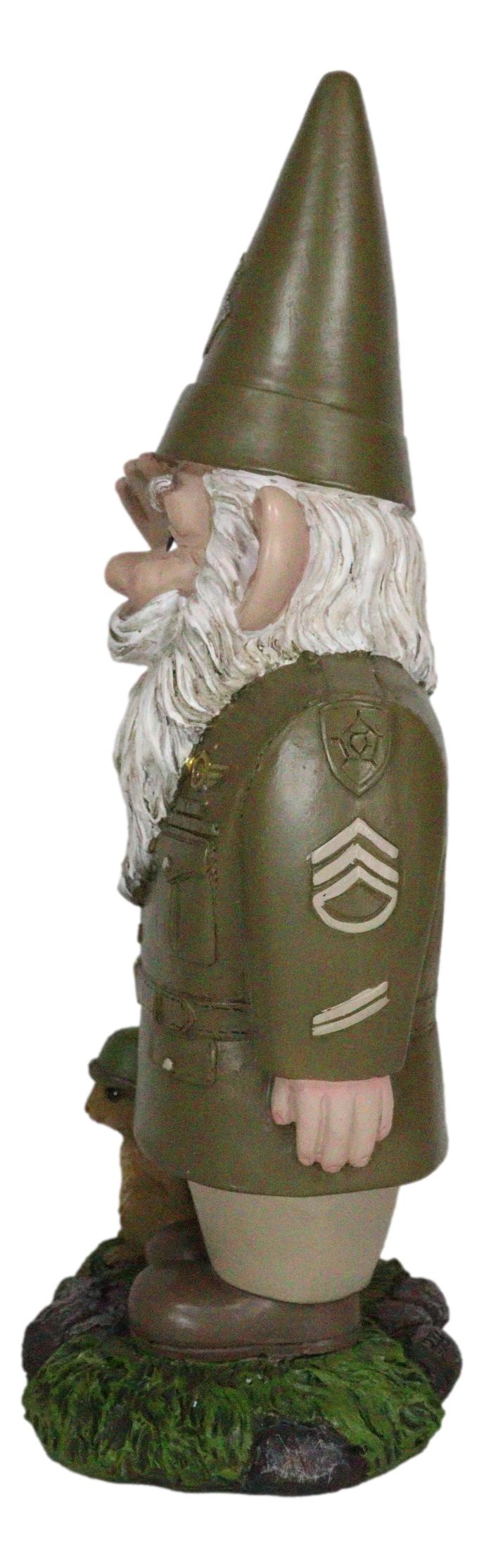 Defend The Homeland USA Patriotic Armed Forces Army Gnome With Squirrel Statue