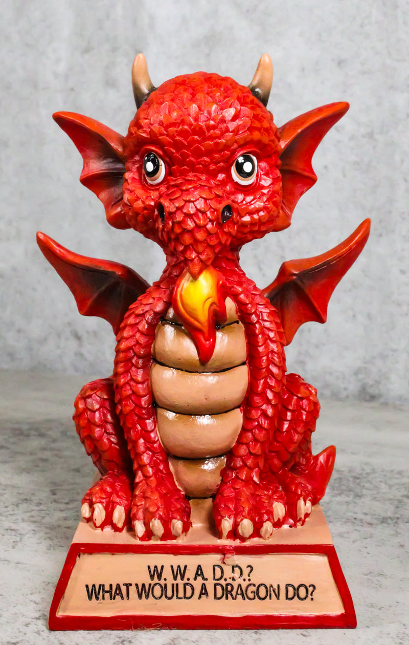 Fantasy Red Fire Koan Cartoon Chibi Dragon Figurine What Would A Dragon Do?