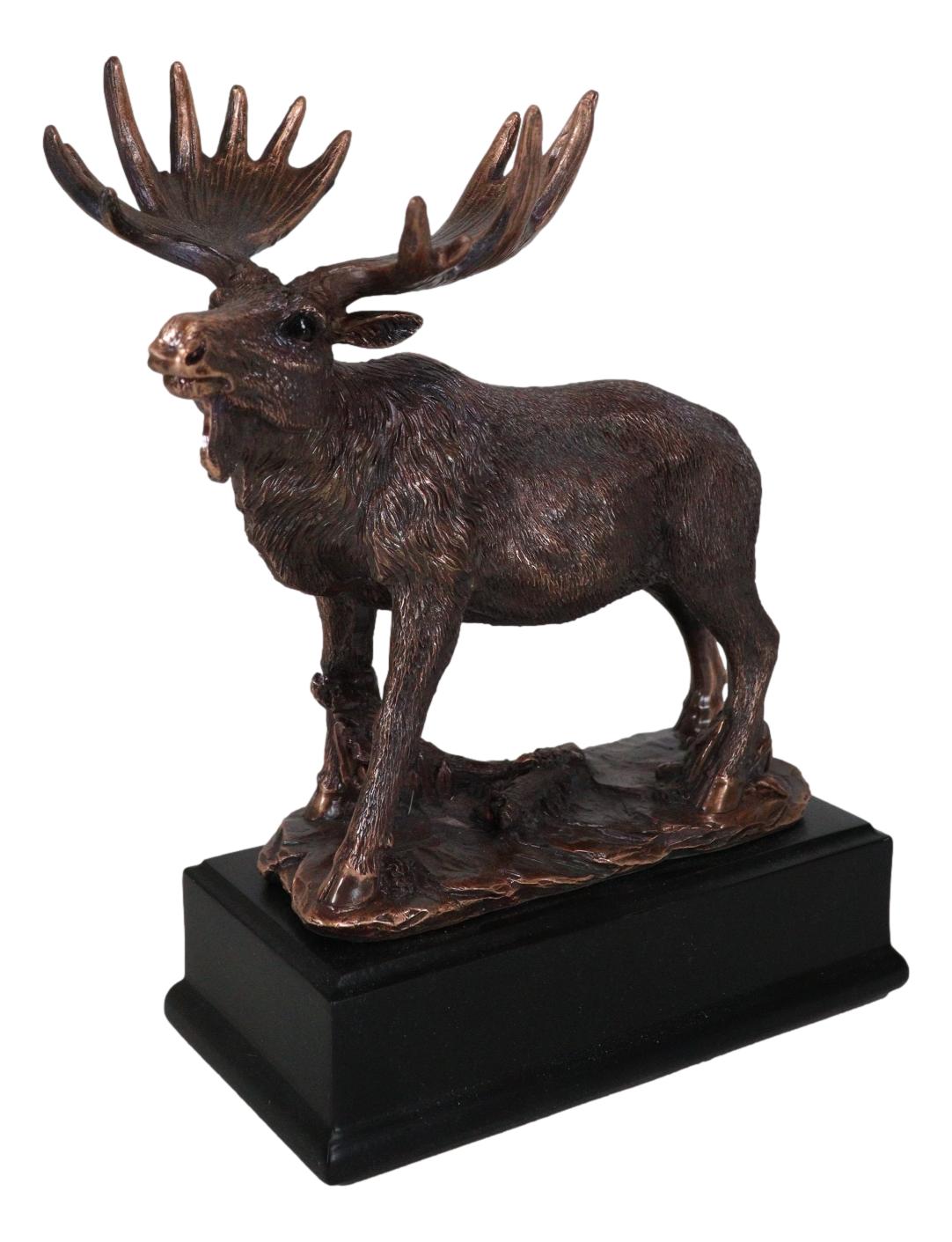 The Emperor Wild Elk Bull Moose Statue Bronze Electroplated Figurine With Base - Ebros Gift