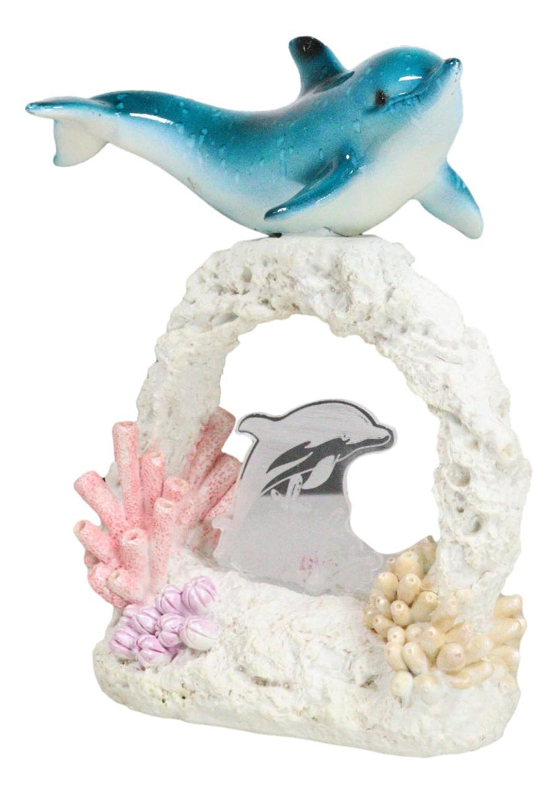 Marine Life Blue Dolphin Swimming Over Coral Arch Reef With LED Acrylic Figurine