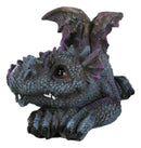 Whimsical Fantasy Purple Shy Garden Dragon Hatchling Hiding Behind Tail Figurine