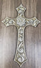 Rustic Western Silver Concho With Ornate Shell Pattern Wall Cross Decor Plaque