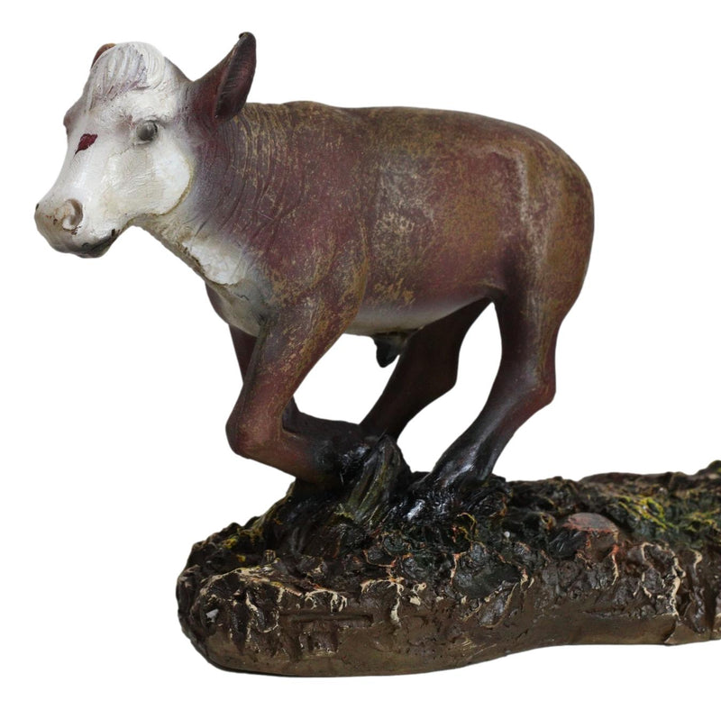 Rustic Western Cowboy Riding On Horse Rodeo Tie Down Roping A Calf Figurine