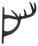Set of 2 Cast Iron Vintage Western Rustic Deer Antlers Multi Point Wall Hooks