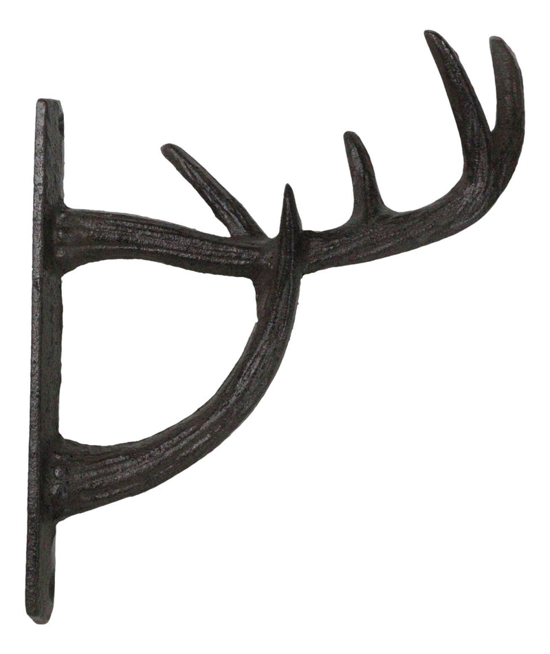 Set of 2 Cast Iron Vintage Western Rustic Deer Antlers Multi Point Wall Hooks