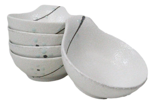 Pack Of 5 Yukino Hana Ceramic Ponzu Sauce Soup Shallow Bowls With Handle 5oz