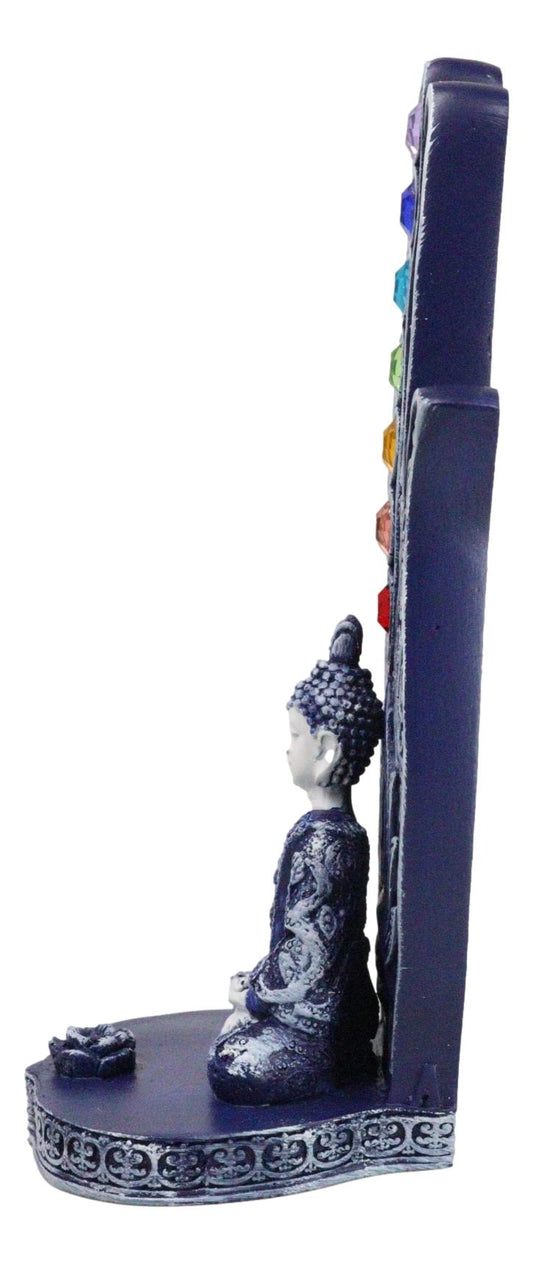 Blue Nirvana Hamsa Palm Buddha Rainbow Chakra Stones Incense Holder Figurine