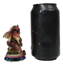 Metallic Red And Gold Dragon Perching On Iridescent Pyramid Glass Small Figurine