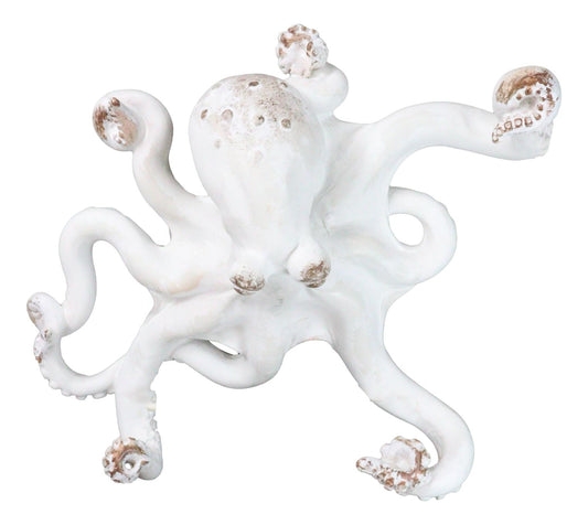 Nautical Marine Antique White Giant Octopus Multi Point Tentacles Wall Hooks