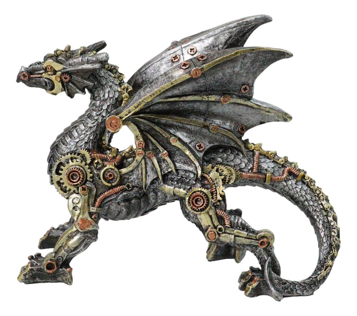 Steampunk Dragon Mechanical Cyborg Robot Sculpture Gears & Clockwork Details