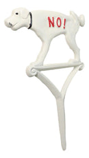 Cast Iron Keep Off The Grass No! Peeing Dog White Garden Stake Sign 12"H